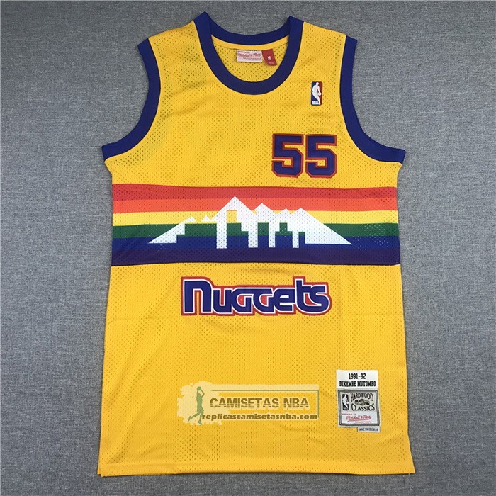 Camiseta Denver Nuggets Dikembe Mutombo NO 55 Mitchell & Ness 1991-92 Amarillo